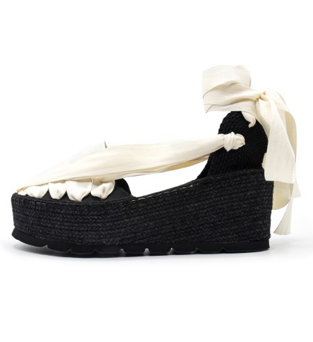 Pinxo Espadrille High Platform Crude - Total Black