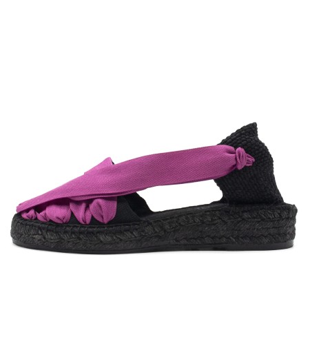 Pinxo Espadrille Black - Ancient purple Elastic Band low wedge